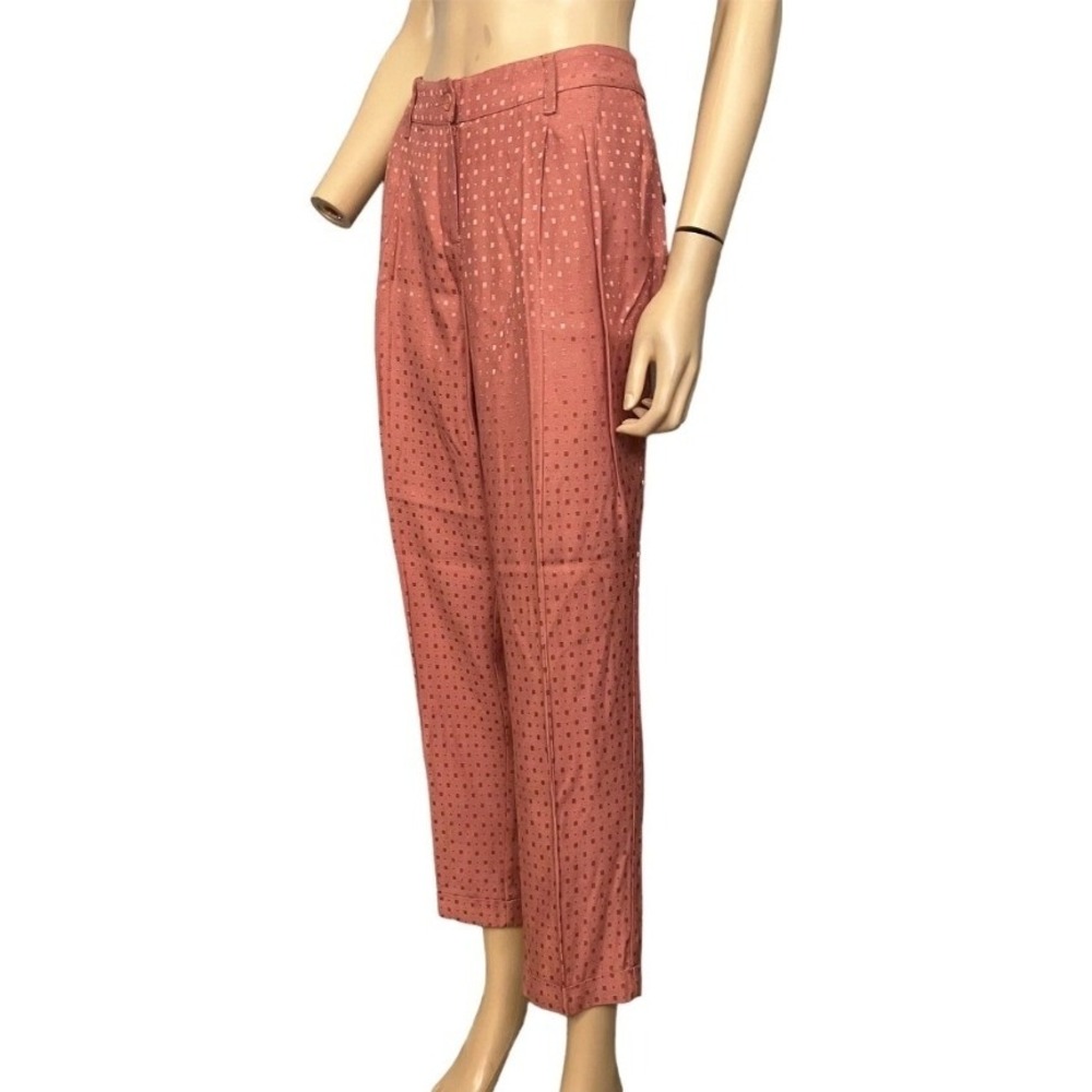 Chico's Ultimate Fit Tapered Pants Size 2‎ 12 Large Terracotta Rose Jacquard NWT